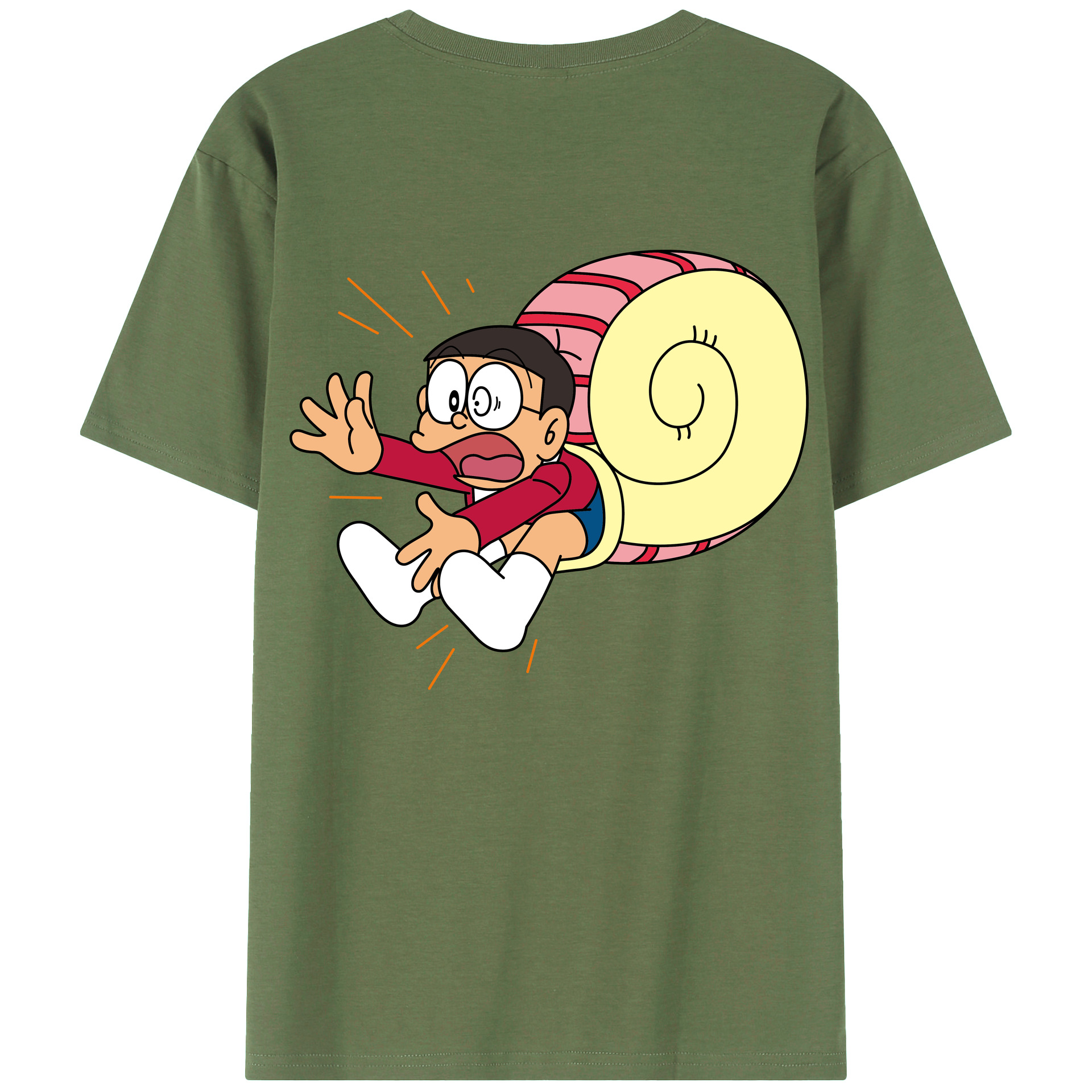 （画像用） ドラえもん 野比 のび太 Doraemon Nobita Nobi 綿100％ メンズ半袖Tシャツ（バックプリント） 通気性